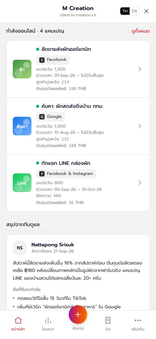พอร์ทัลลูกค้า M Creation บน LINE: เห็นทุกแคมเปญที่กำลังวิ่ง