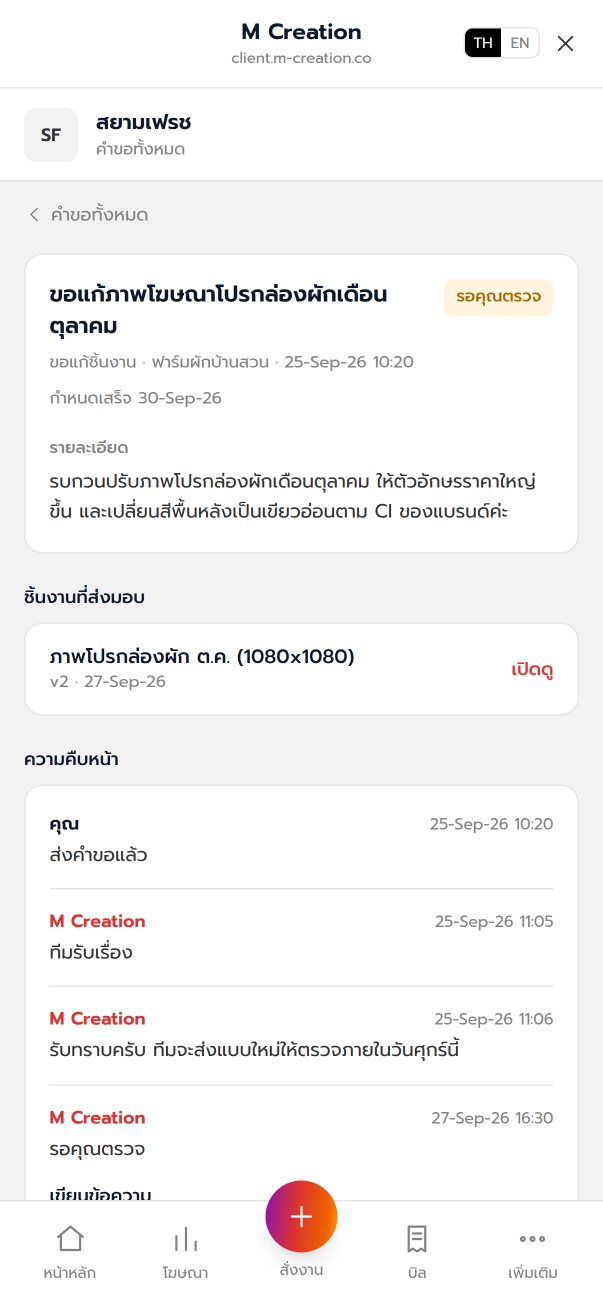 พอร์ทัลลูกค้า M Creation บน LINE: สั่งงานและตามงานในที่เดียว
